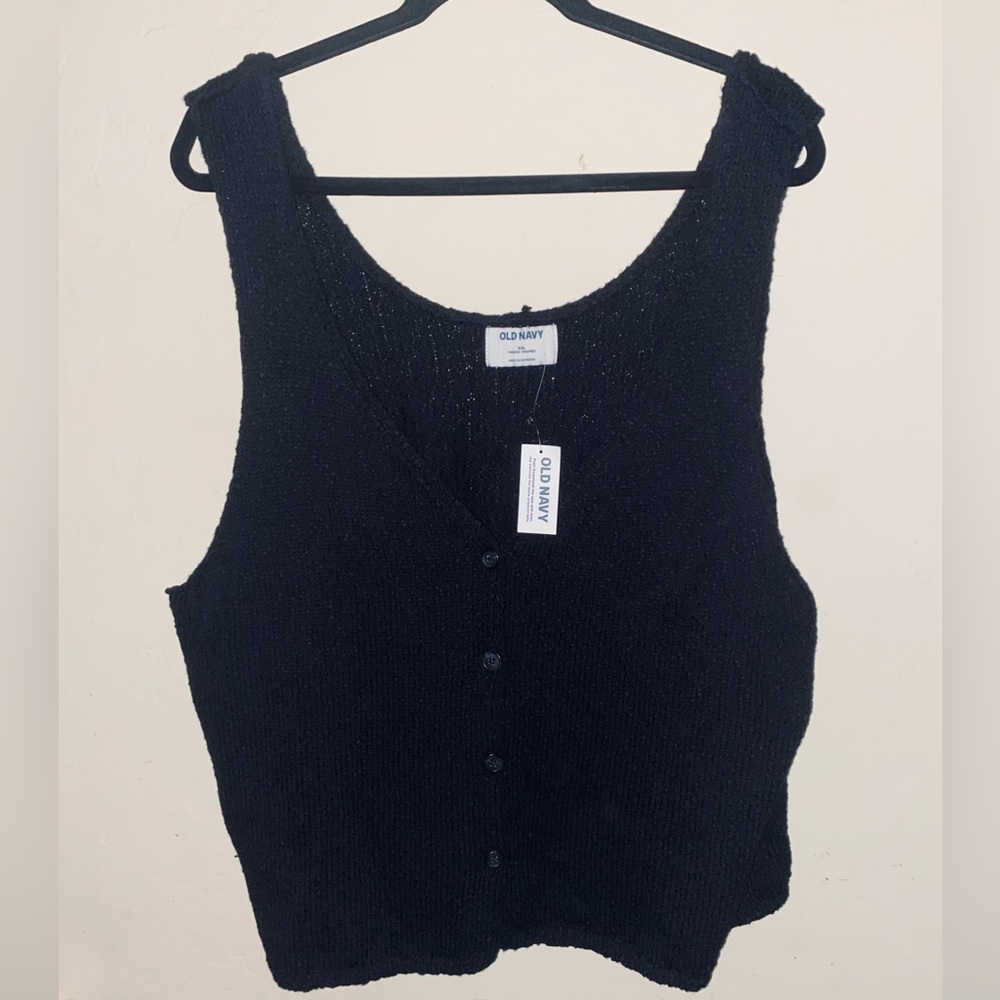 Old Navy Black Button-Up Knit Vest